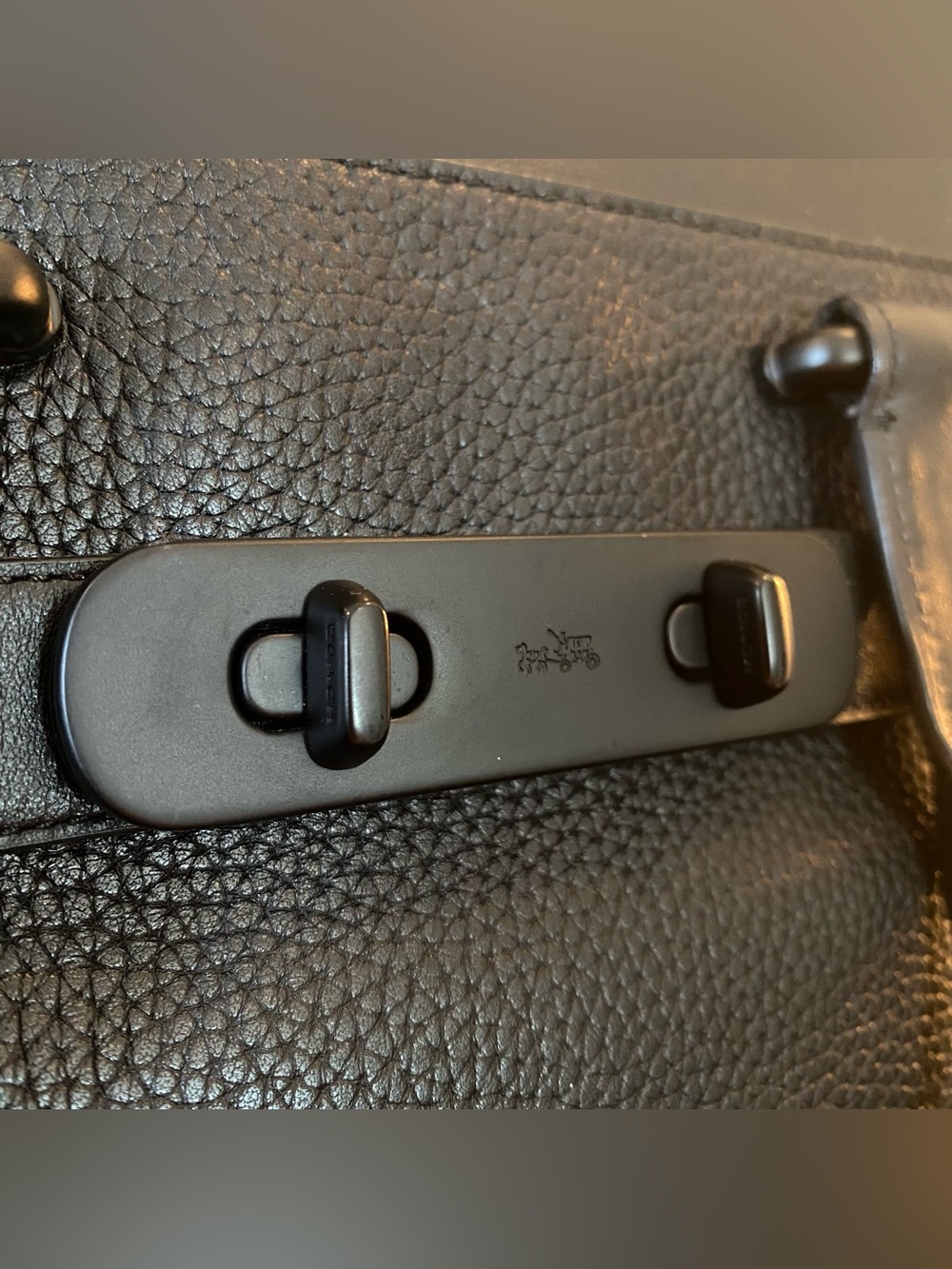 Coach Swagger 27 Black Leather Interior Satchel with Logo Patch - Picture 3 of 7